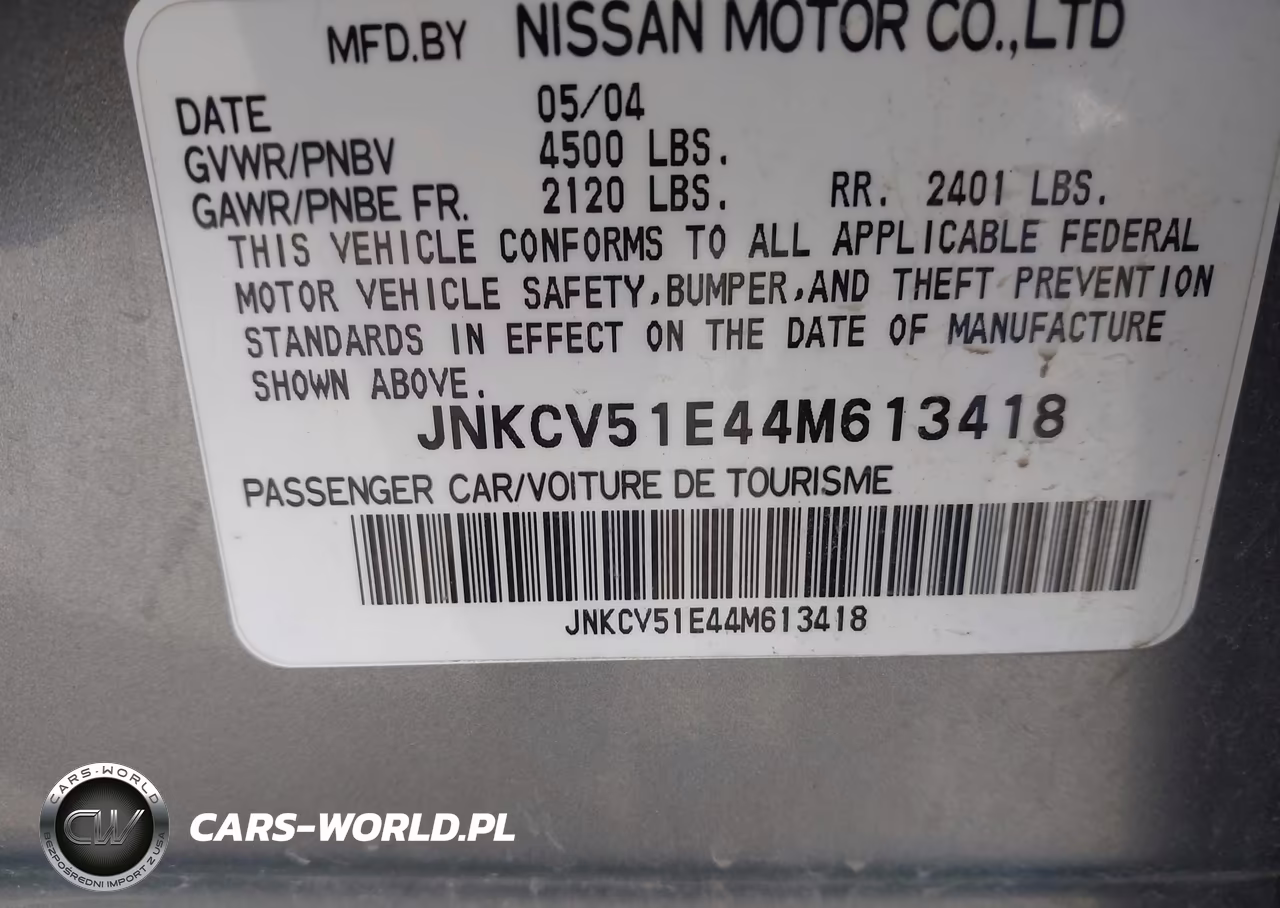 2004 Infiniti G35 VIN:JNKCV51E44M613418 - 9