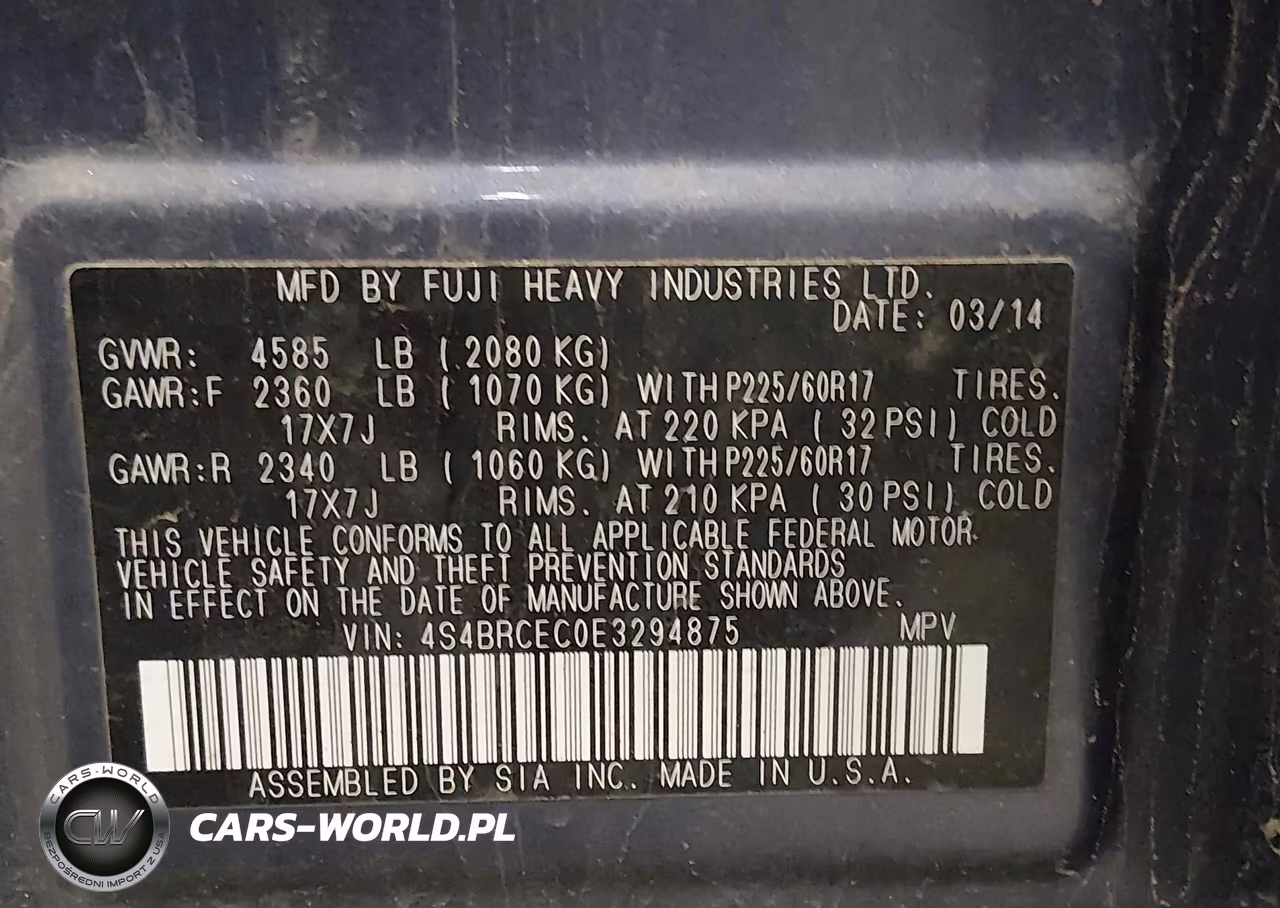 2014 Subaru Outback 2.5I Premium VIN:4S4BRCEC0E3294875 - 9