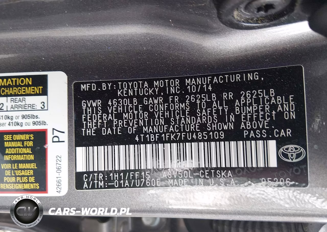 2015 Toyota Camry Se VIN:4T1BF1FK7FU485109 - 9