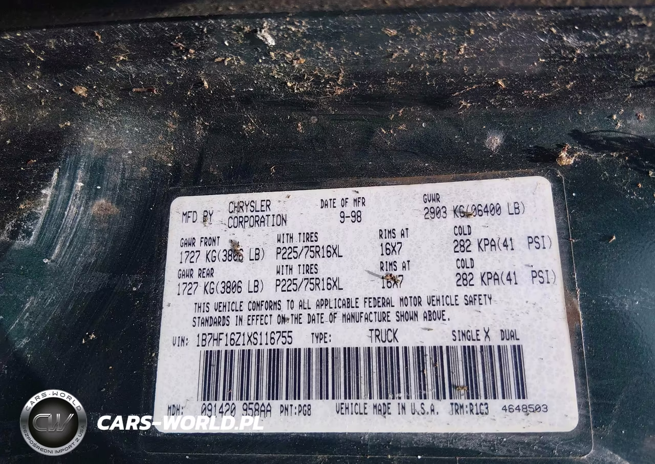 1999 Dodge Ram 1500 St VIN:1B7HF16Z1XS116755 - 9