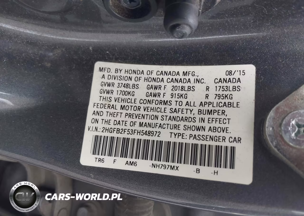 2015 Honda Civic Lx VIN:2HGFB2F53FH548972 - 9
