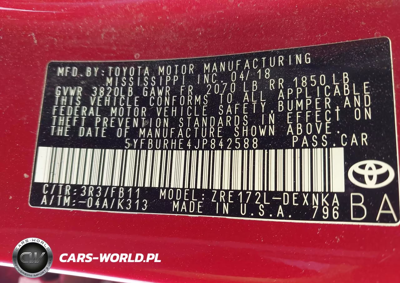 2018 Toyota Corolla Le VIN:5YFBURHE4JP842588 - 9