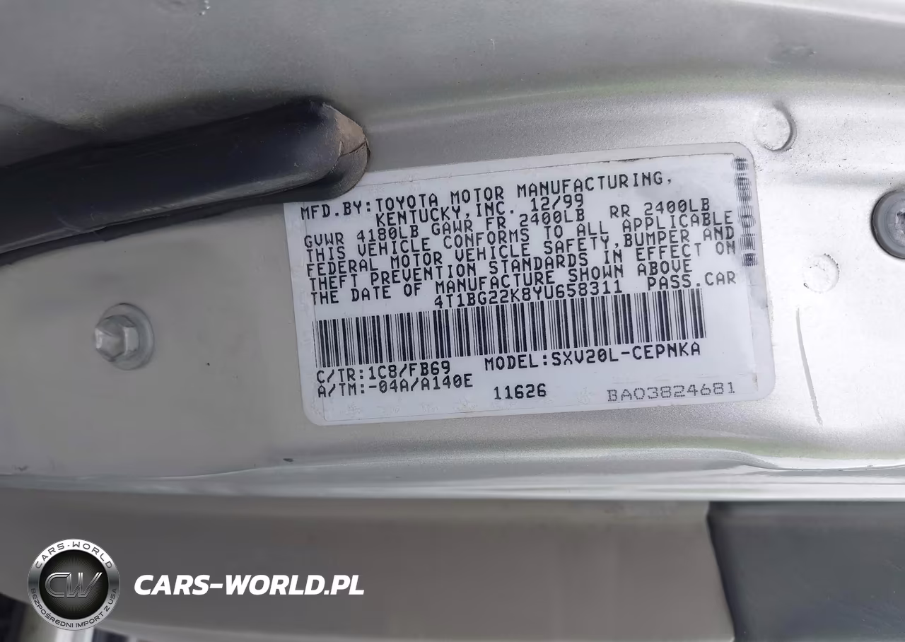 2000 Toyota Camry Le VIN:4T1BG22K8YU658311 - 9