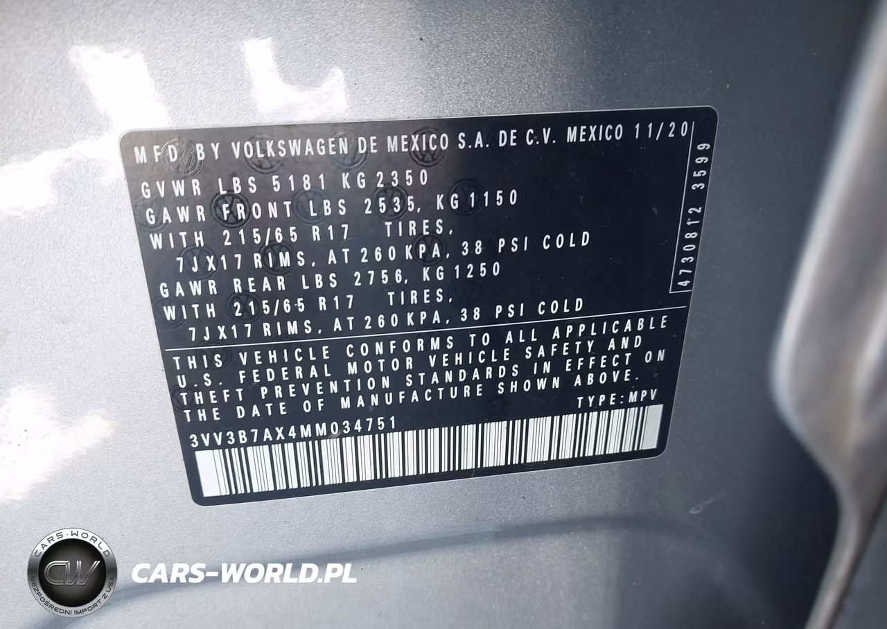 2021 Volkswagen Tiguan 2.0T Se-2.0T Se R-Line Black-2.0T Sel VIN:3VV3B7AX4MM034751 - 9