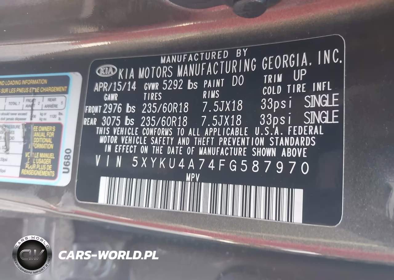 2015 Kia Sorento Ex V6 VIN:5XYKU4A74FG587970 - 9