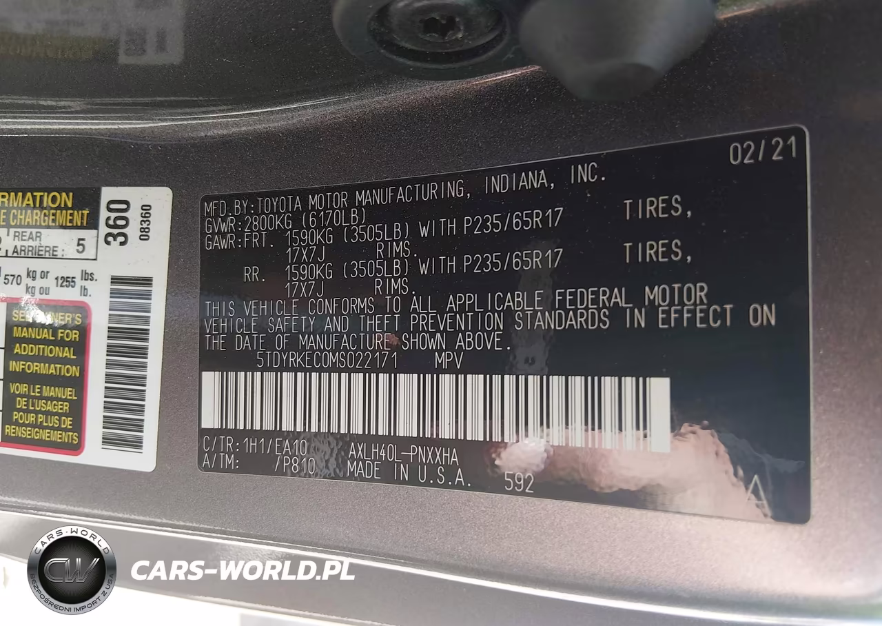 2021 Toyota Sienna Xle VIN:5TDYRKEC0MS022171 - 9