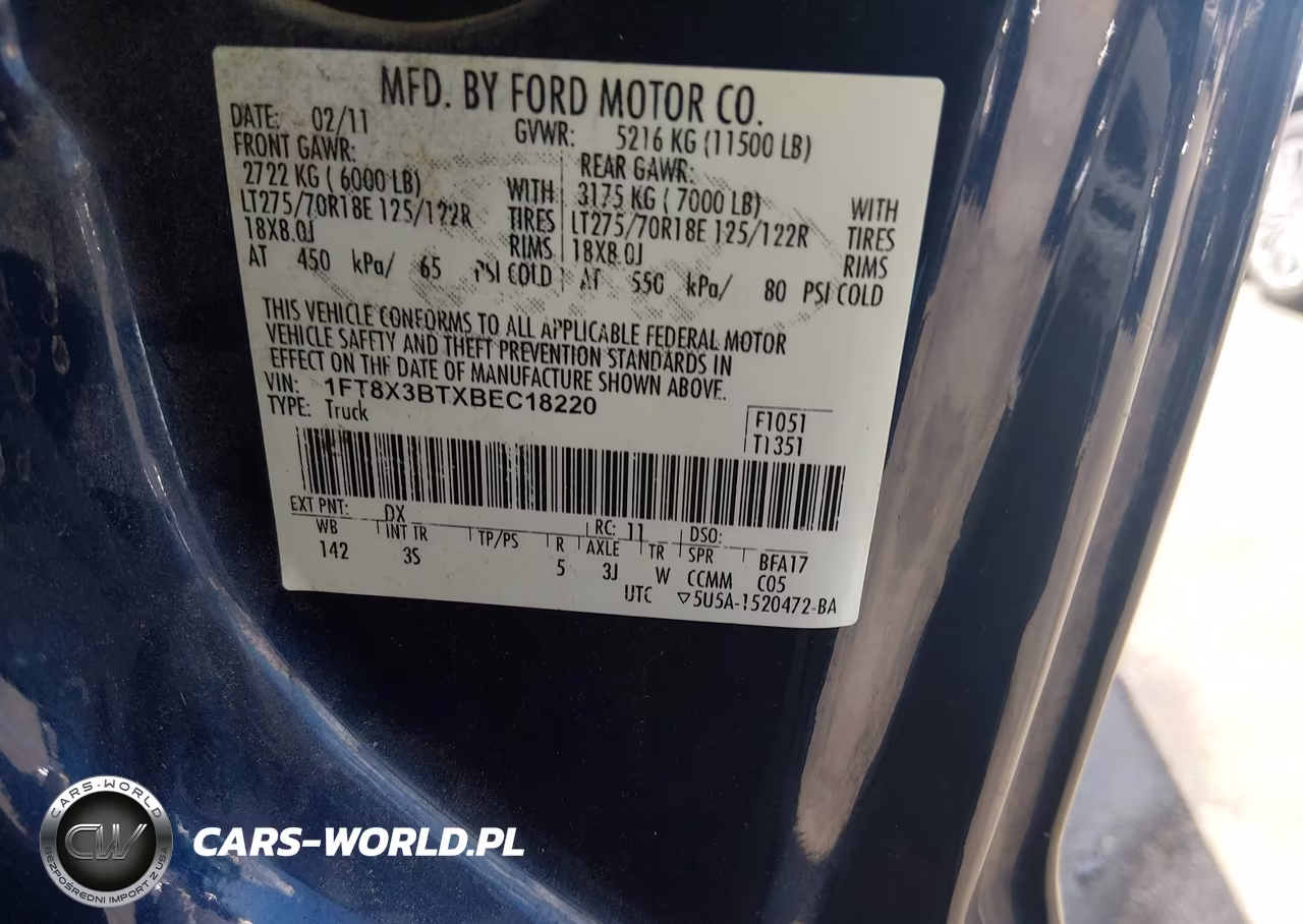 2011 Ford Super Duty F-350 Srw Lariat-Xl-Xlt VIN:1FT8X3BTXBEC18220 - 8