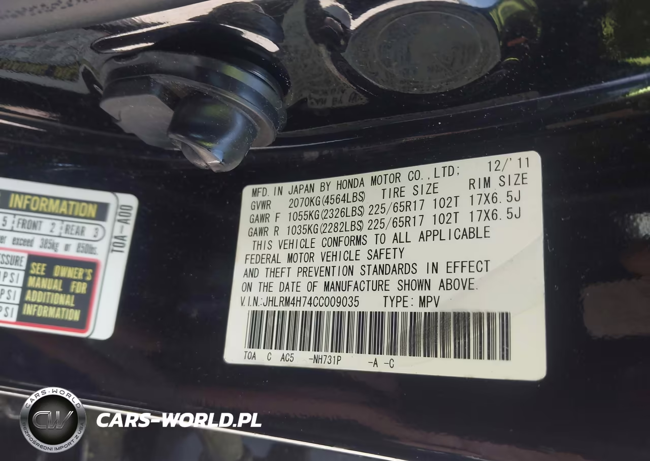 2012 Honda Cr-V Ex-L VIN:JHLRM4H74CC009035 - 9