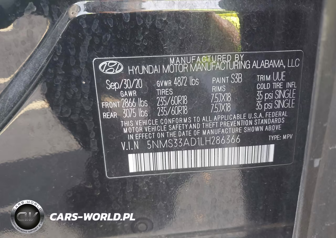 2020 Hyundai Santa Fe Sel VIN:5NMS33AD1LH286366 - 9