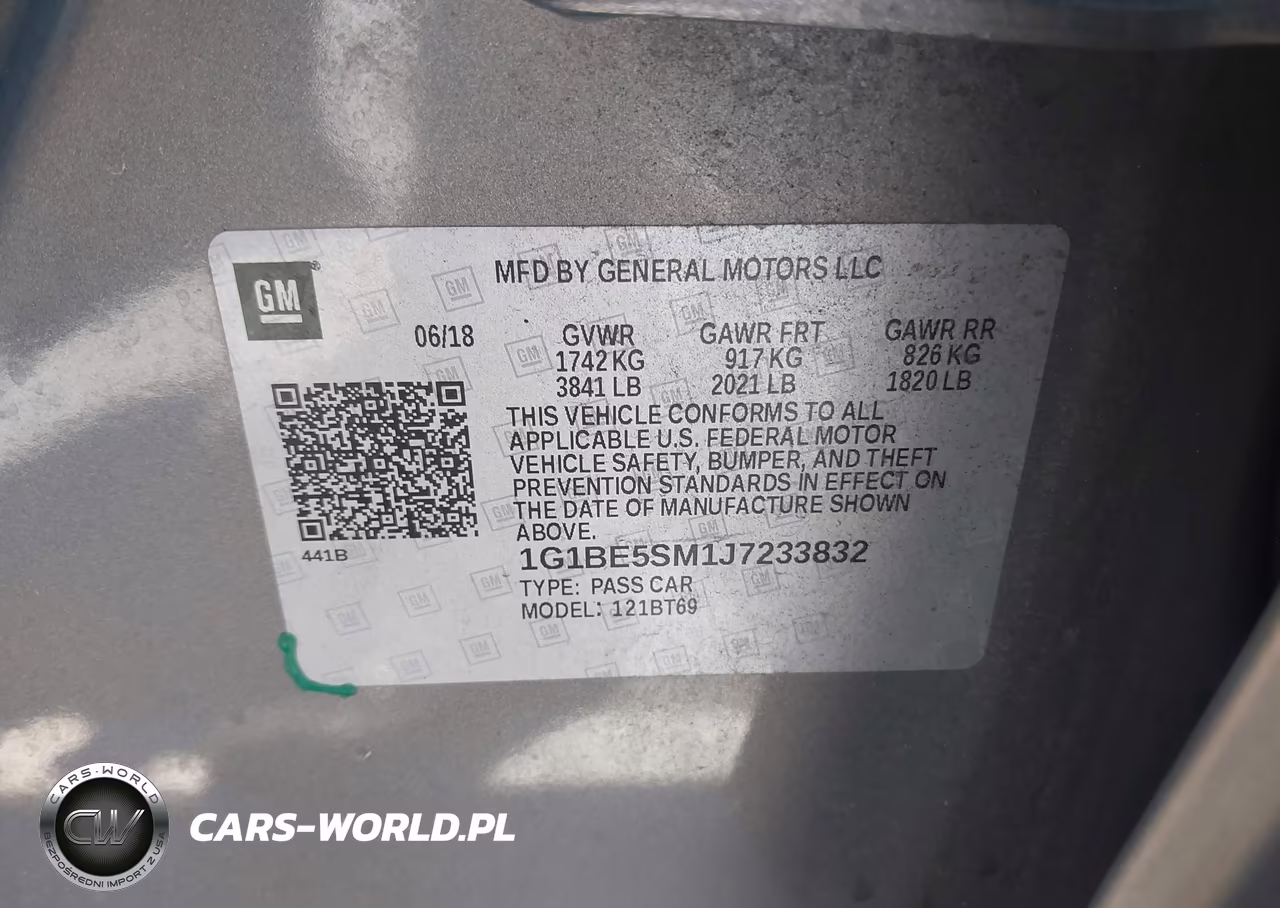 2018 Chevrolet Cruze Lt Auto VIN:1G1BE5SM1J7233832 - 17