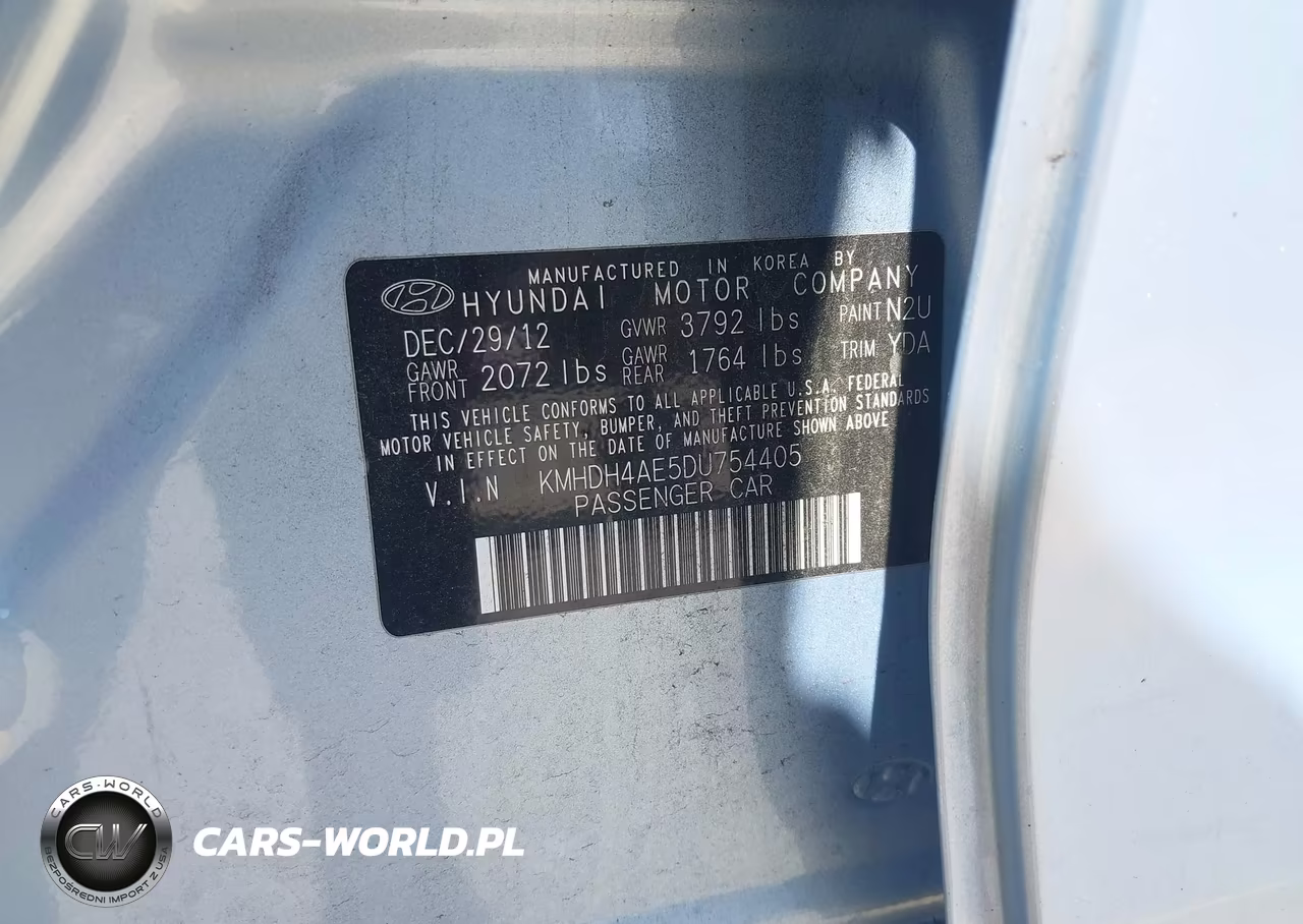 2013 Hyundai Elantra Gls VIN:KMHDH4AE5DU754405 - 9