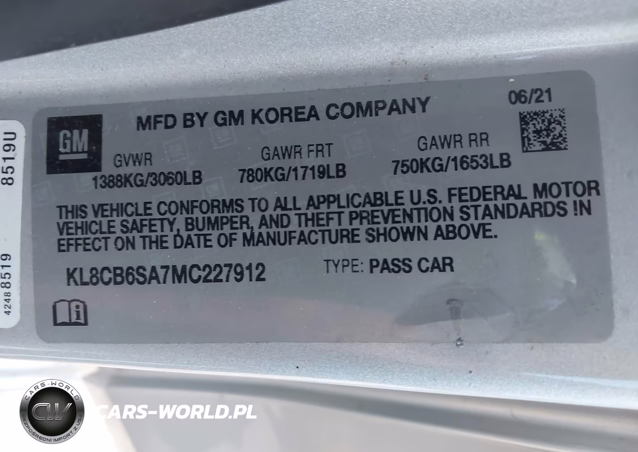 2021 Chevrolet Spark Fwd Ls Automatic VIN:KL8CB6SA7MC227912 - 9