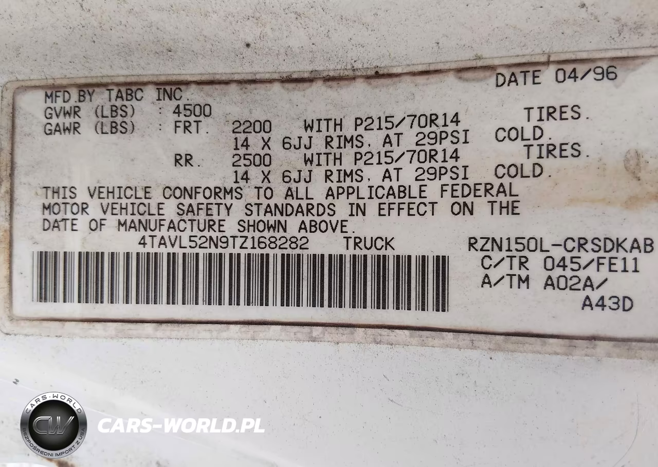 1996 Toyota Tacoma Xtracab VIN:4TAVL52N9TZ168282 - 9