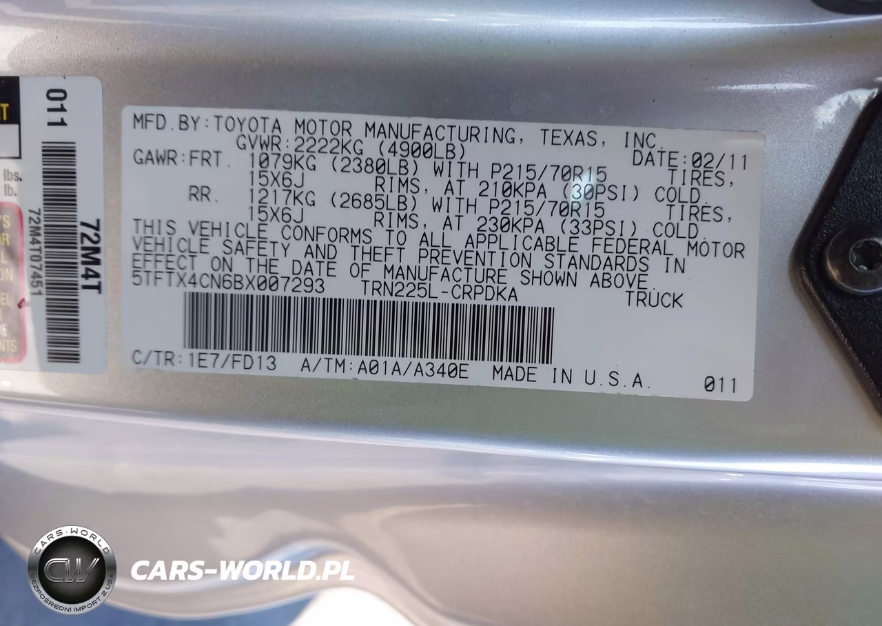 2011 Toyota Tacoma VIN:5TFTX4CN6BX007293 - 9