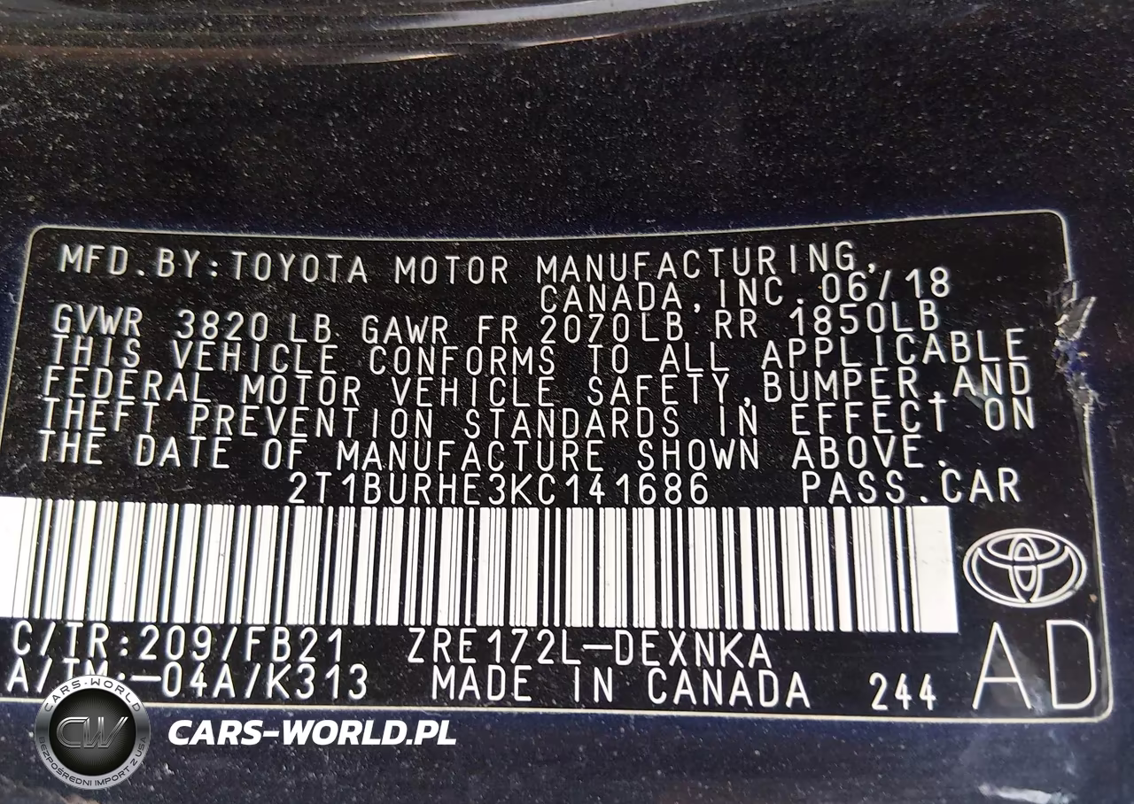 2019 Toyota Corolla Le VIN:2T1BURHE3KC141686 - 9