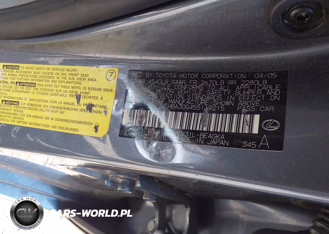 2005 Lexus Es 330 VIN:JTHBA30G455119215 - 9