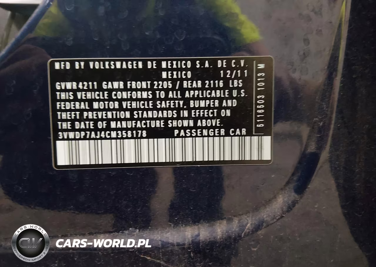2012 Volkswagen Jetta 2.5L Se VIN:3VWDP7AJ4CM358178 - 9