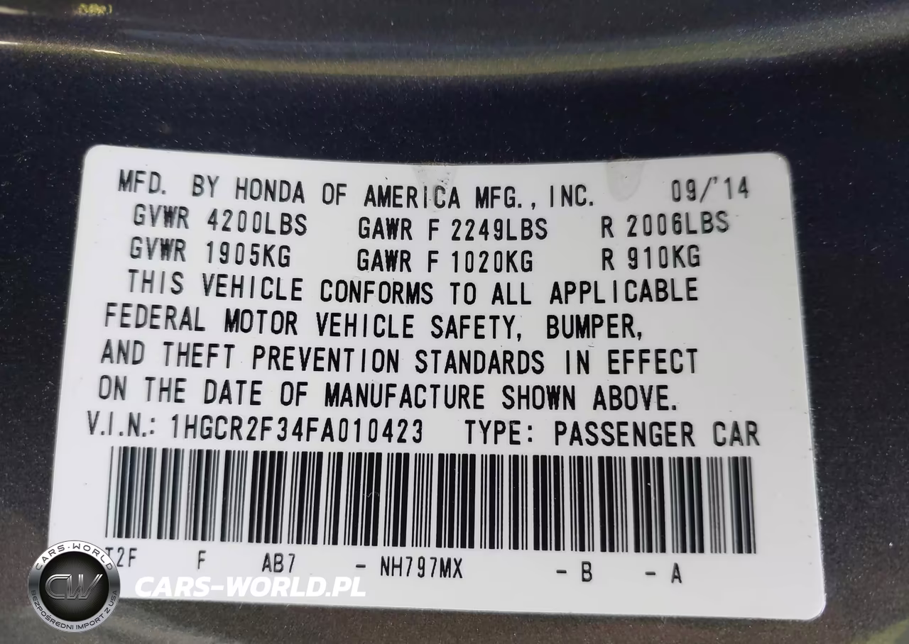 2015 Honda Accord Lx VIN:1HGCR2F34FA010423 - 9