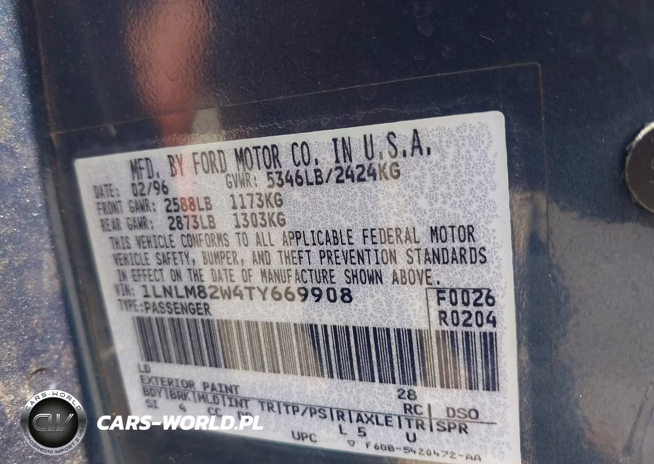 1996 Lincoln Town Car Sgn-Dmnd Anv-Cypress-Jn VIN:1LNLM82W4TY669908 - 9