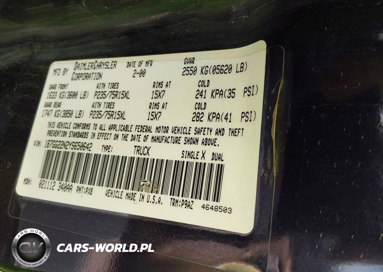 2000 Dodge Dakota Slt-Sport VIN:1B7GG22N2YS650642 - 9