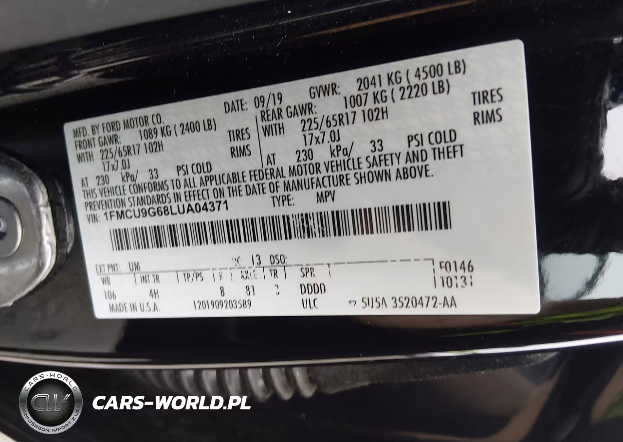 2020 Ford Escape Se VIN:1FMCU9G68LUA04371 - 9
