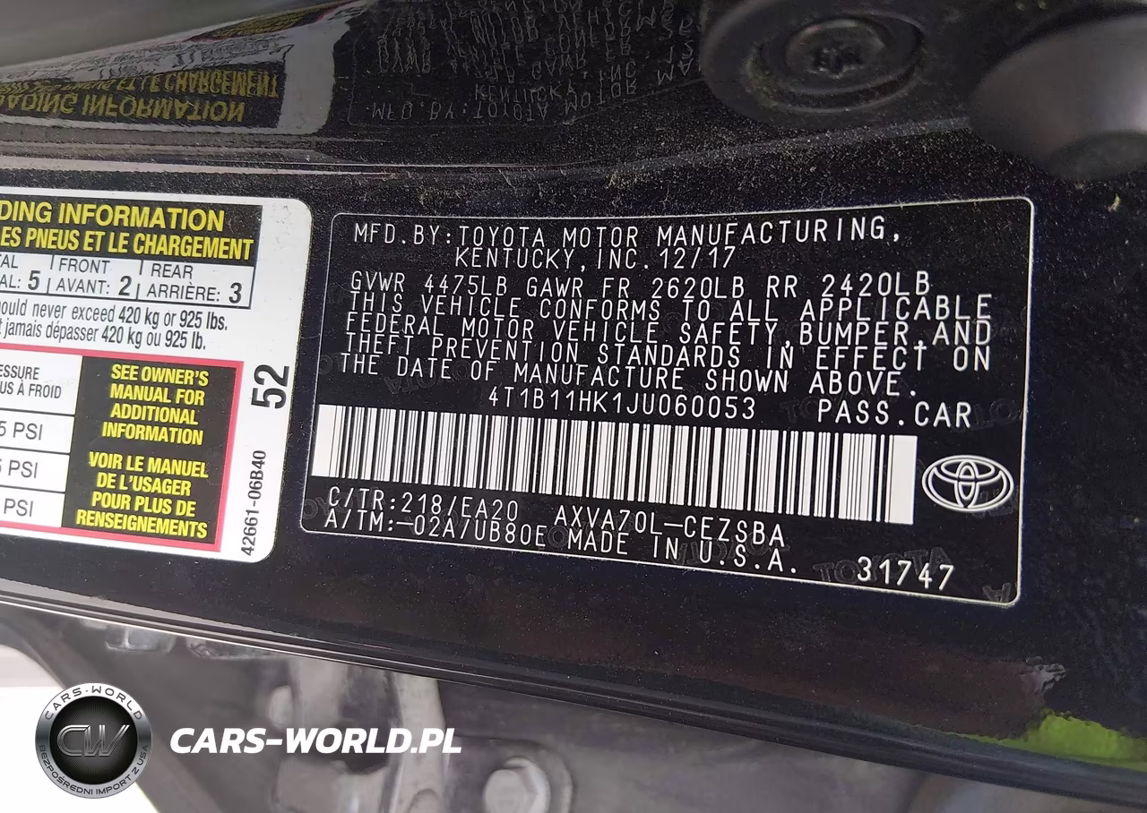 2018 Toyota Camry Se VIN:4T1B11HK1JU060053 - 9
