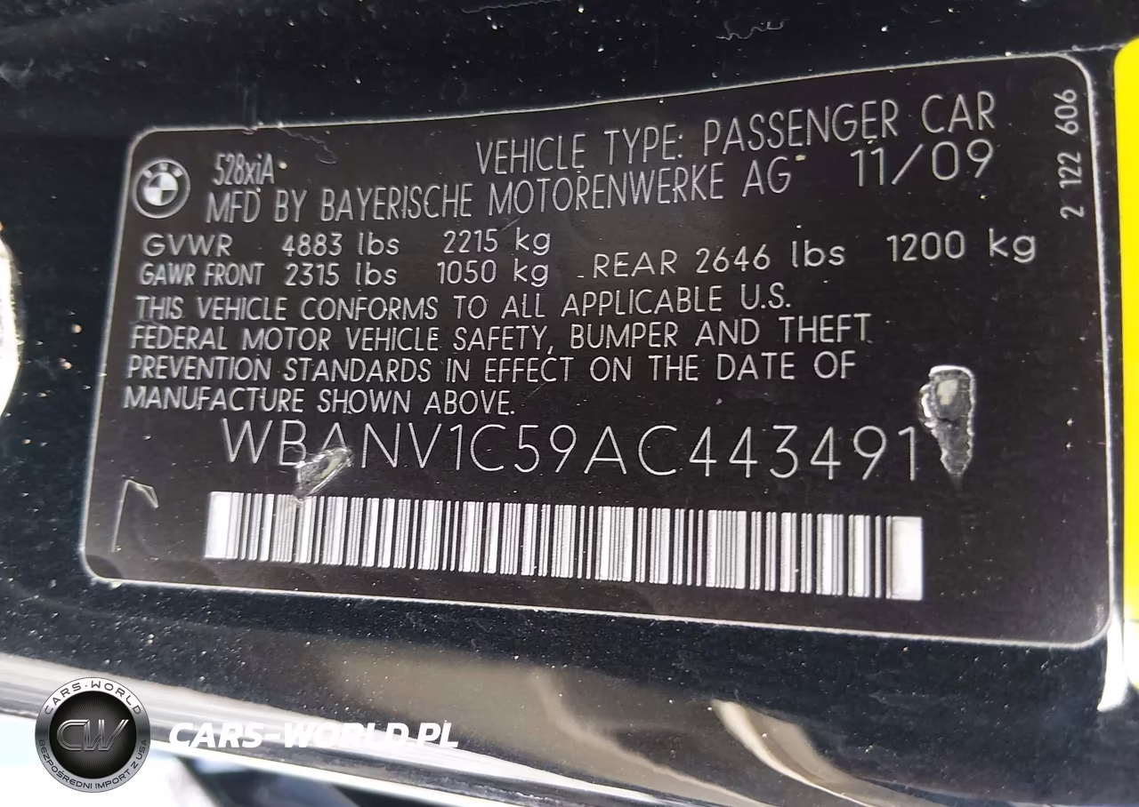 2010 BMW 528I xDrive VIN:WBANV1C59AC443491 - 9
