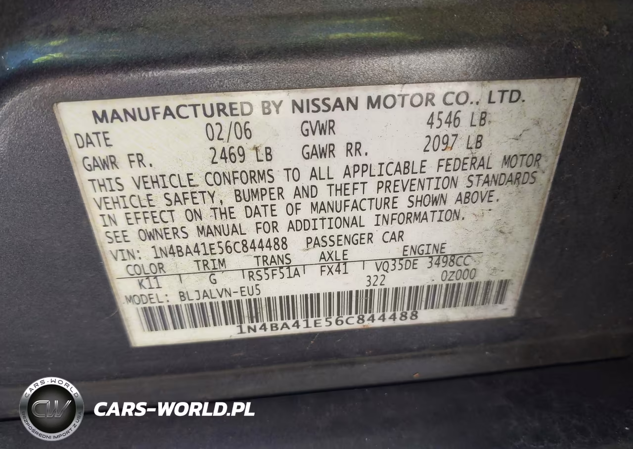 2006 Nissan Maxima 3.5 Se VIN:1N4BA41E56C844488 - 9