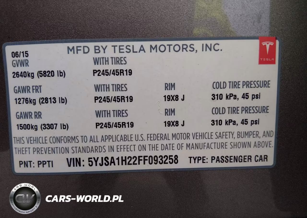 2015 Tesla Model S 70D-85D-P85D VIN:5YJSA1H22FF093258 - 9