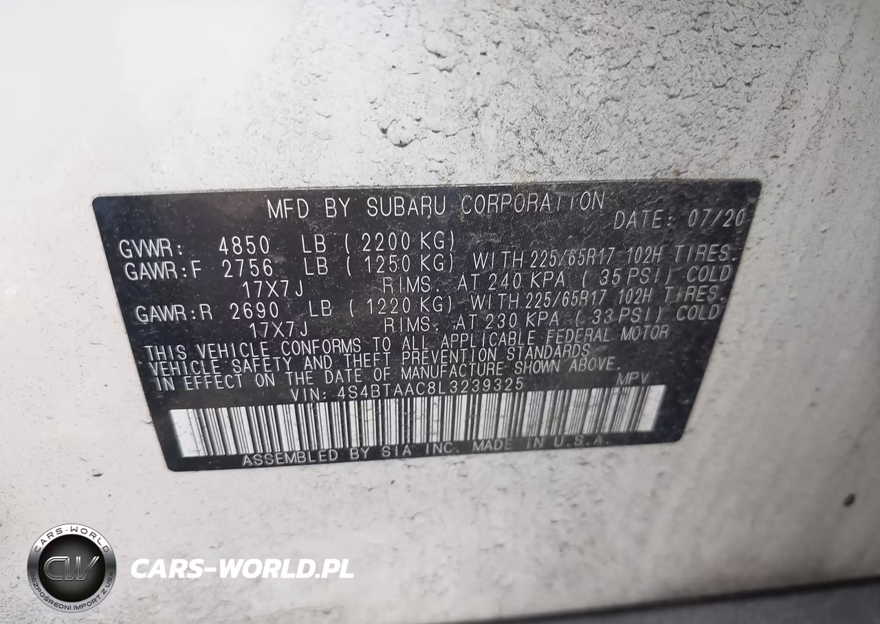 2020 Subaru Outback VIN:4S4BTAAC8L3239325 - 9