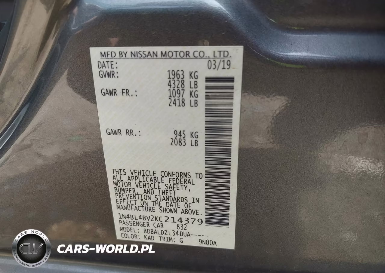 2019 Nissan Altima 2.5 S VIN:1N4BL4BV2KC214379 - 9