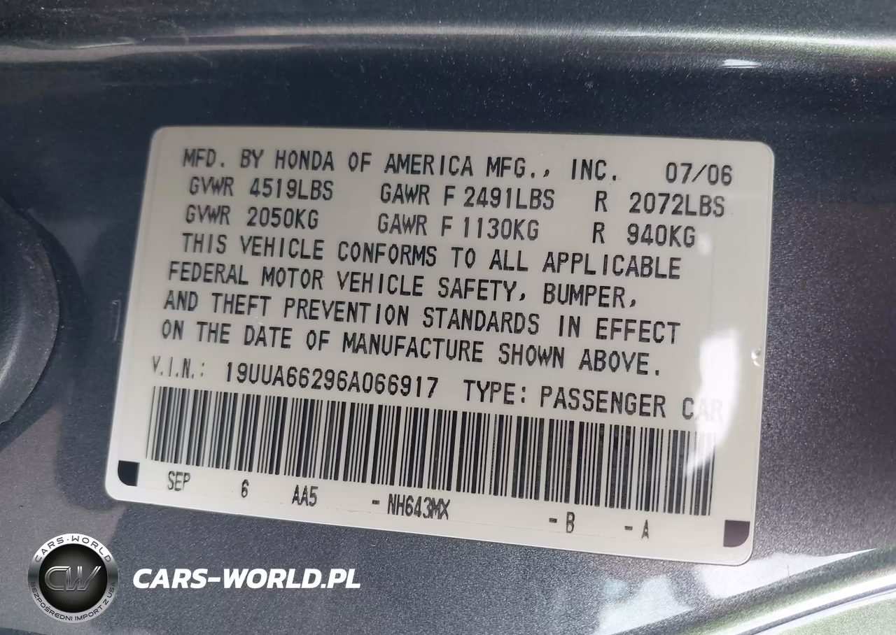 2006 Acura Tl VIN:19UUA66296A066917 - 9