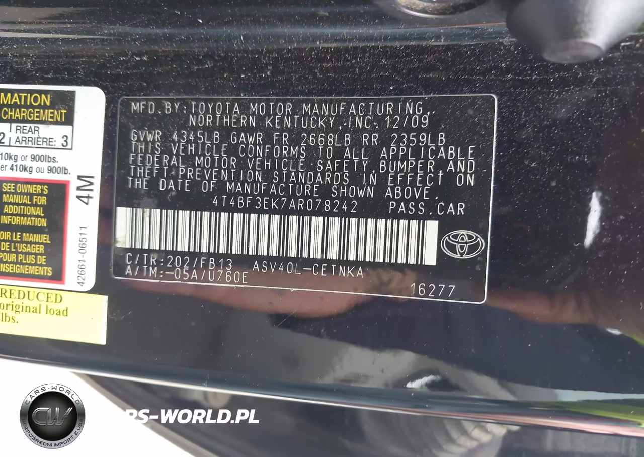 2010 Toyota Camry Le VIN:4T4BF3EK7AR078242 - 9