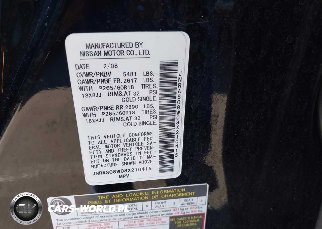 2008 Infiniti Fx35 VIN:JNRAS08W08X210415 - 9