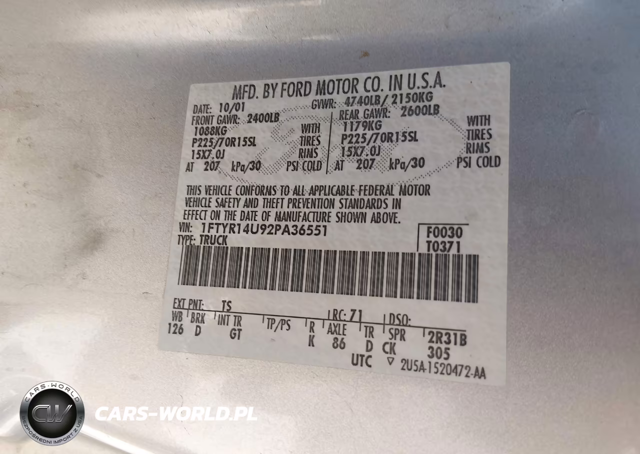 2002 Ford Ranger Edge-Tremor-Xl-Xlt VIN:1FTYR14U92PA36551 - 9