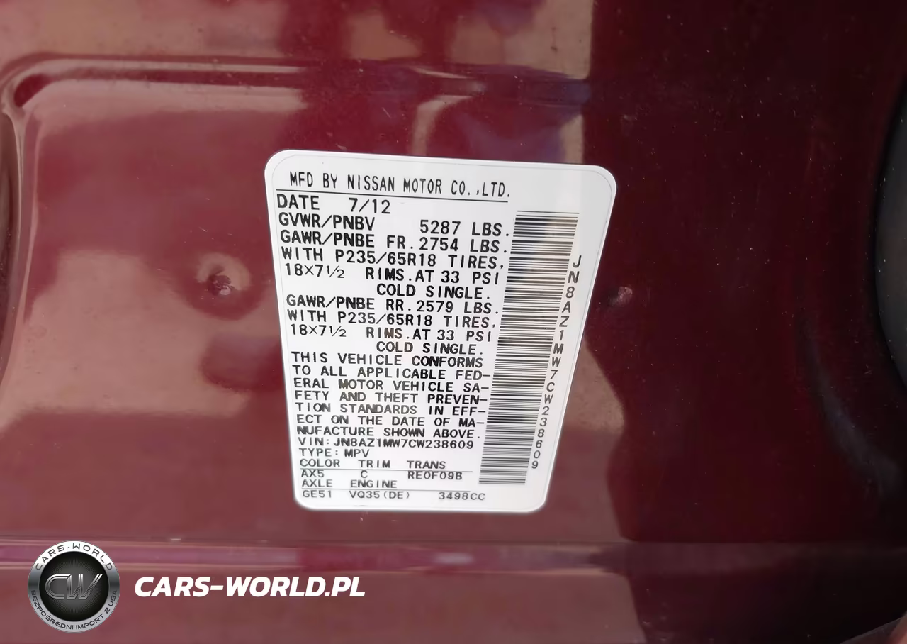 2012 Nissan Murano Sl VIN:JN8AZ1MW7CW238609 - 9