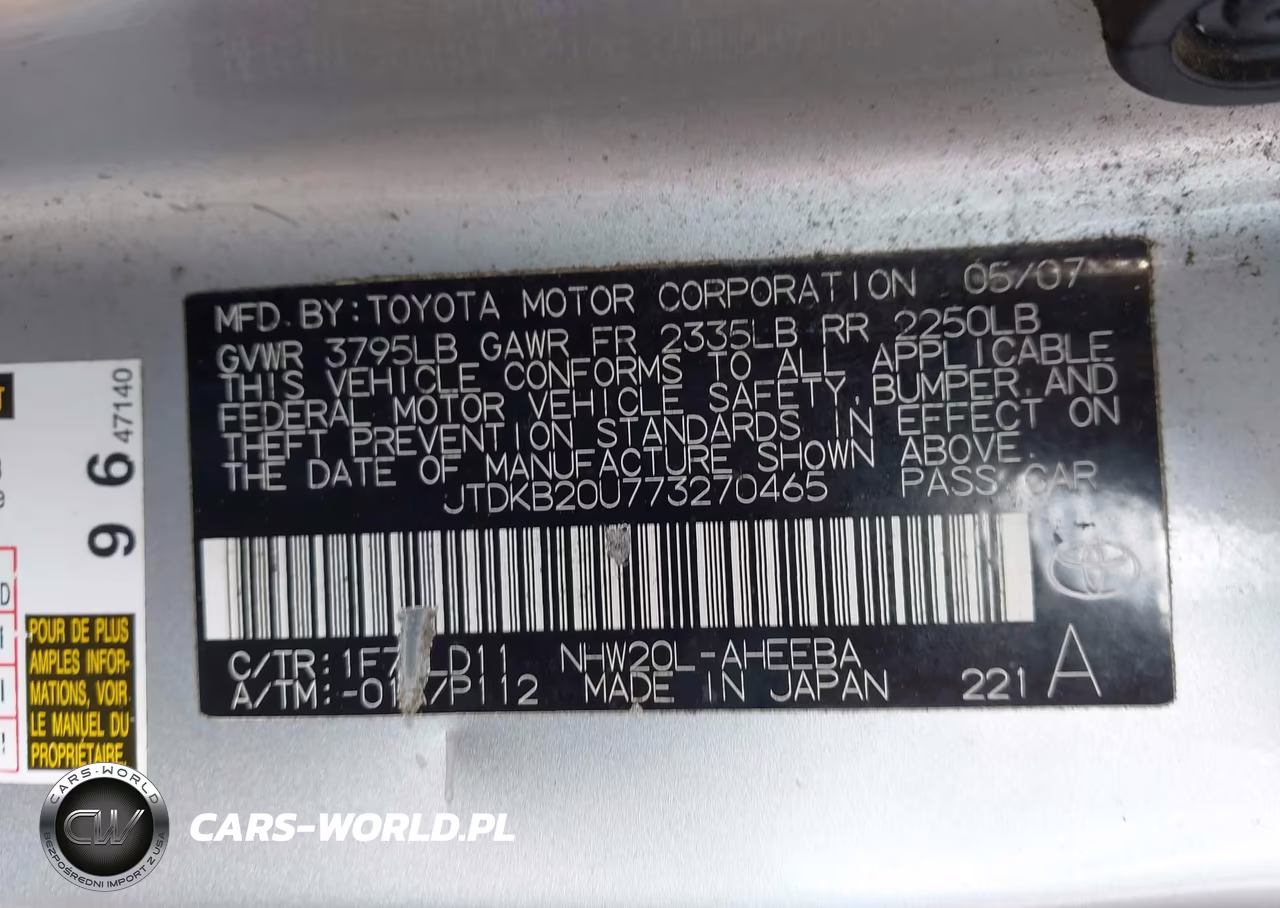 2007 Toyota Prius Touring VIN:JTDKB20U773270465 - 9