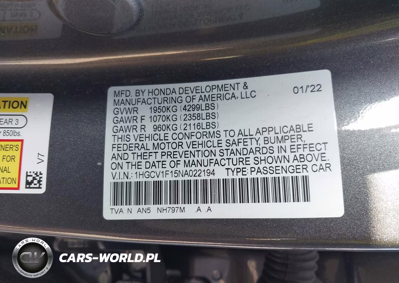 2022 Honda Accord Lx VIN:1HGCV1F15NA022194 - 9