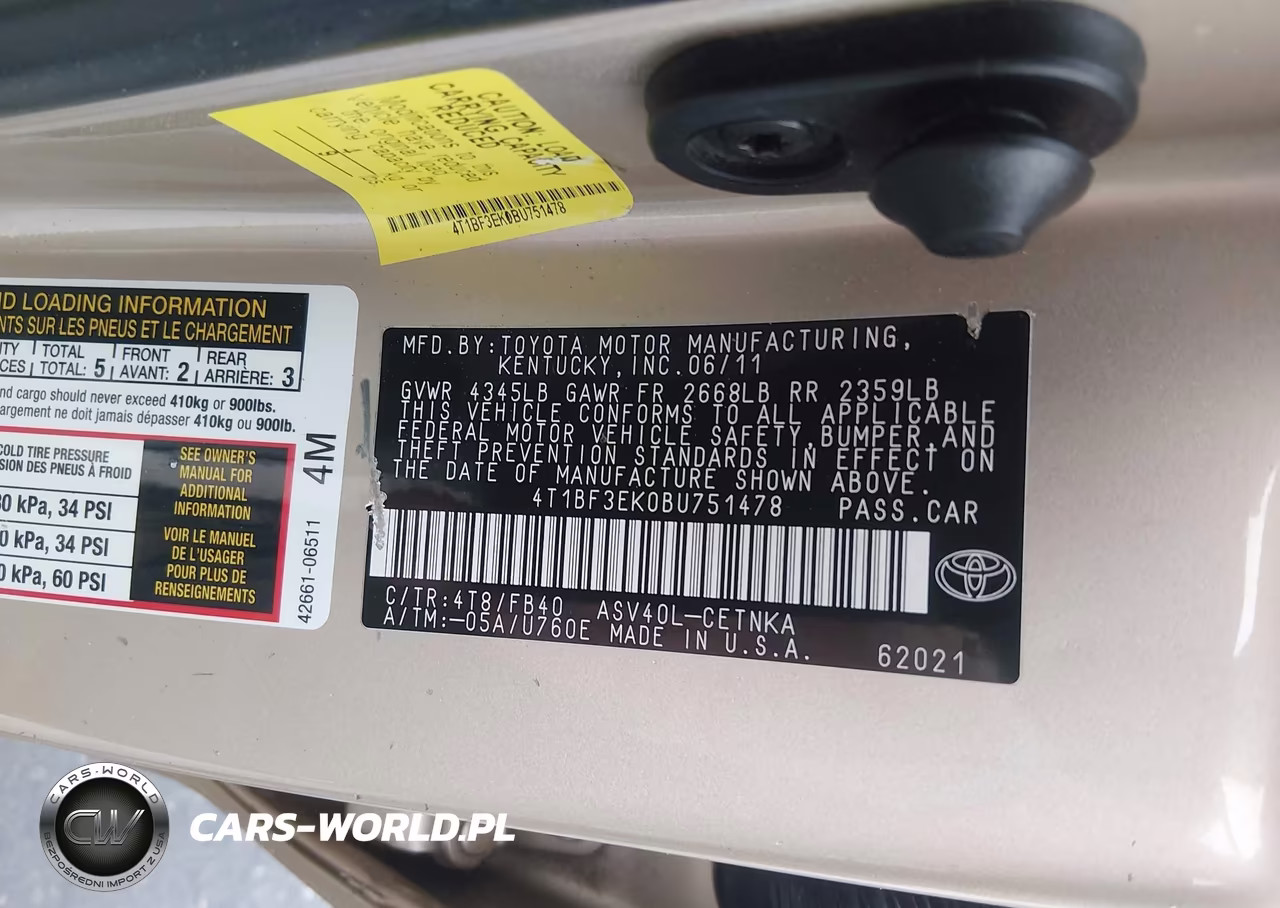 2011 Toyota Camry Le VIN:4T1BF3EK0BU751478 - 9