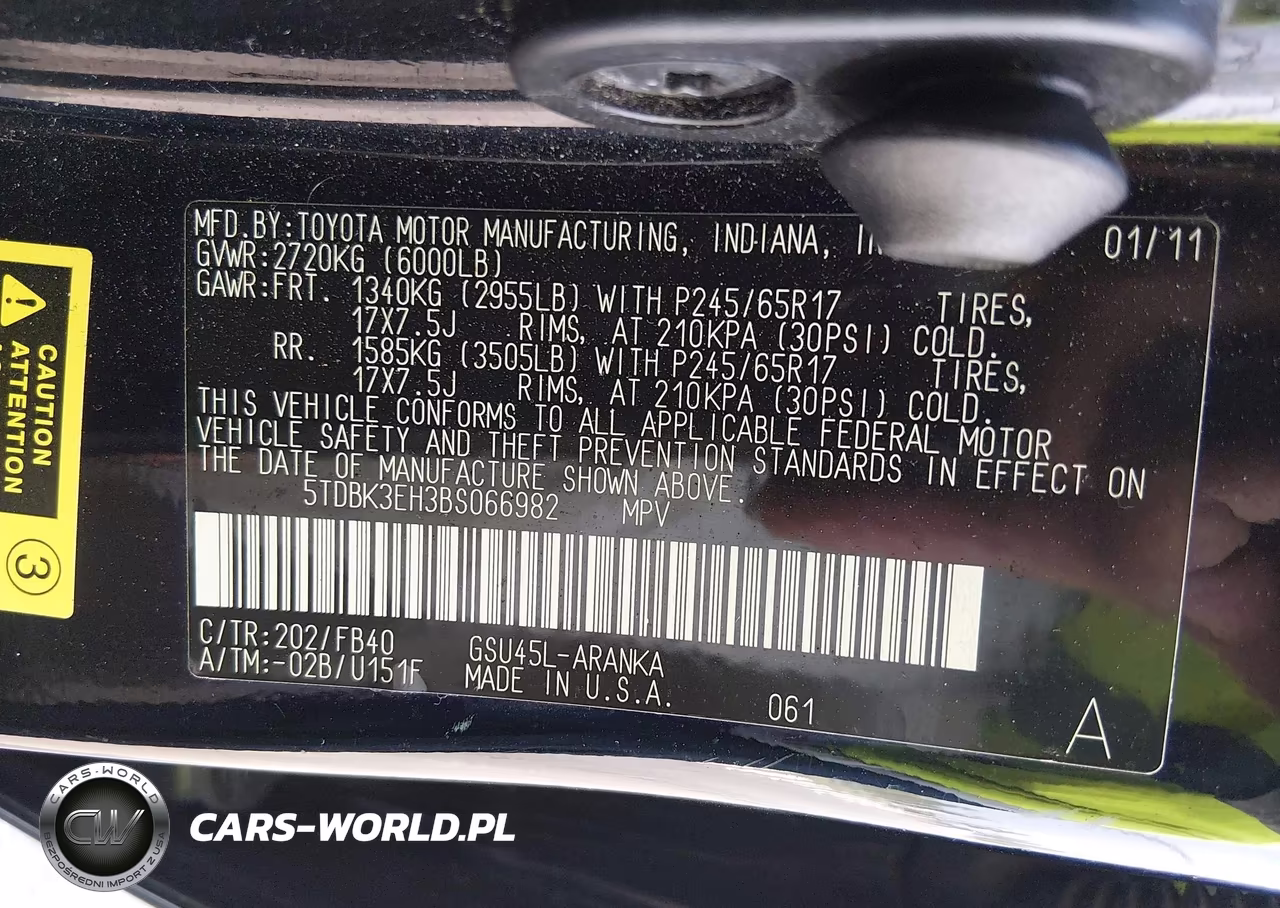 2011 Toyota Highlander Base V6 VIN:5TDBK3EH3BS066982 - 9