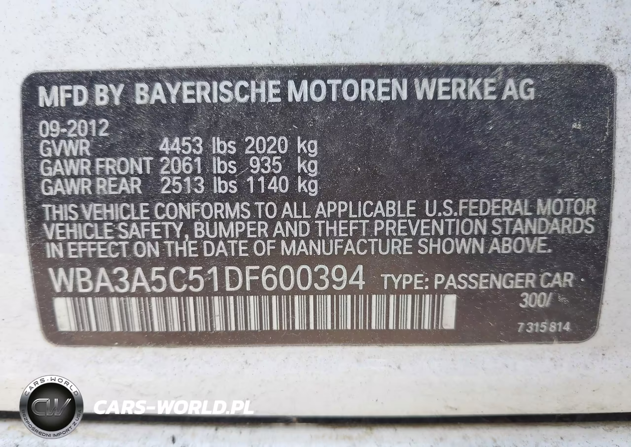 2013 BMW 328I VIN:WBA3A5C51DF600394 - 9