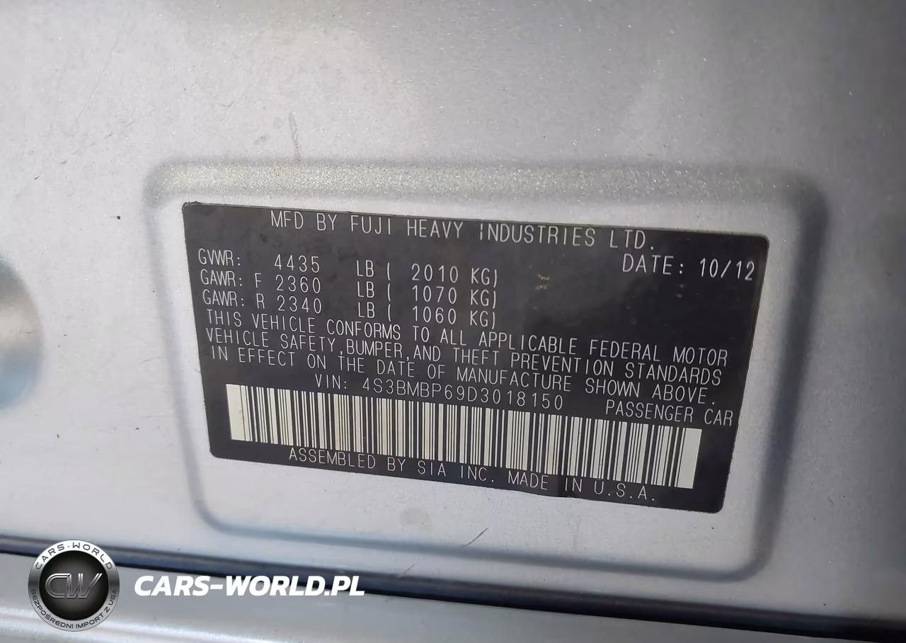 2013 Subaru Legacy 2.5I Limited VIN:4S3BMBP69D3018150 - 9