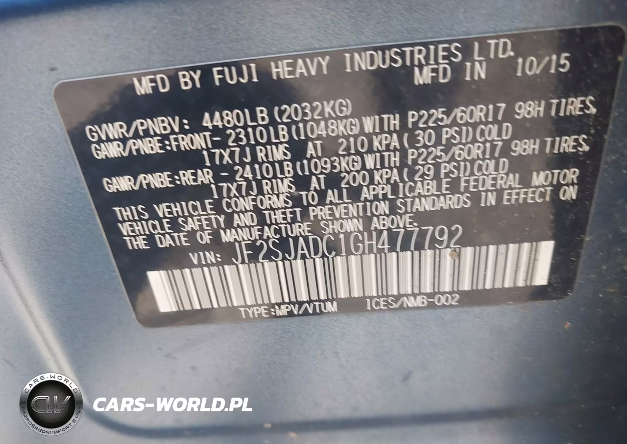 2016 Subaru Forester 2.5I Premium VIN:JF2SJADC1GH477792 - 9