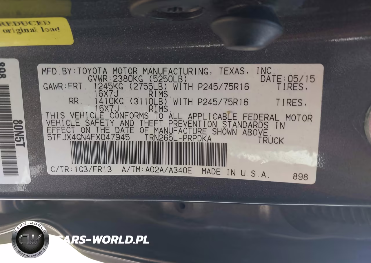 2015 Toyota Tacoma Prerunner VIN:5TFJX4GN4FX047945 - 9