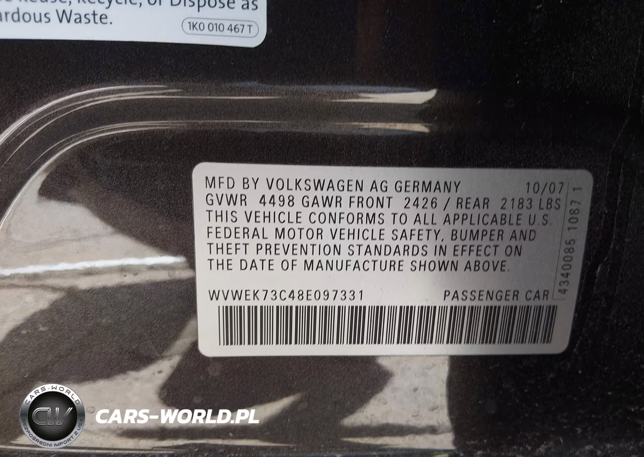 2008 Volkswagen Passat Lux VIN:WVWEK73C48E097331 - 9