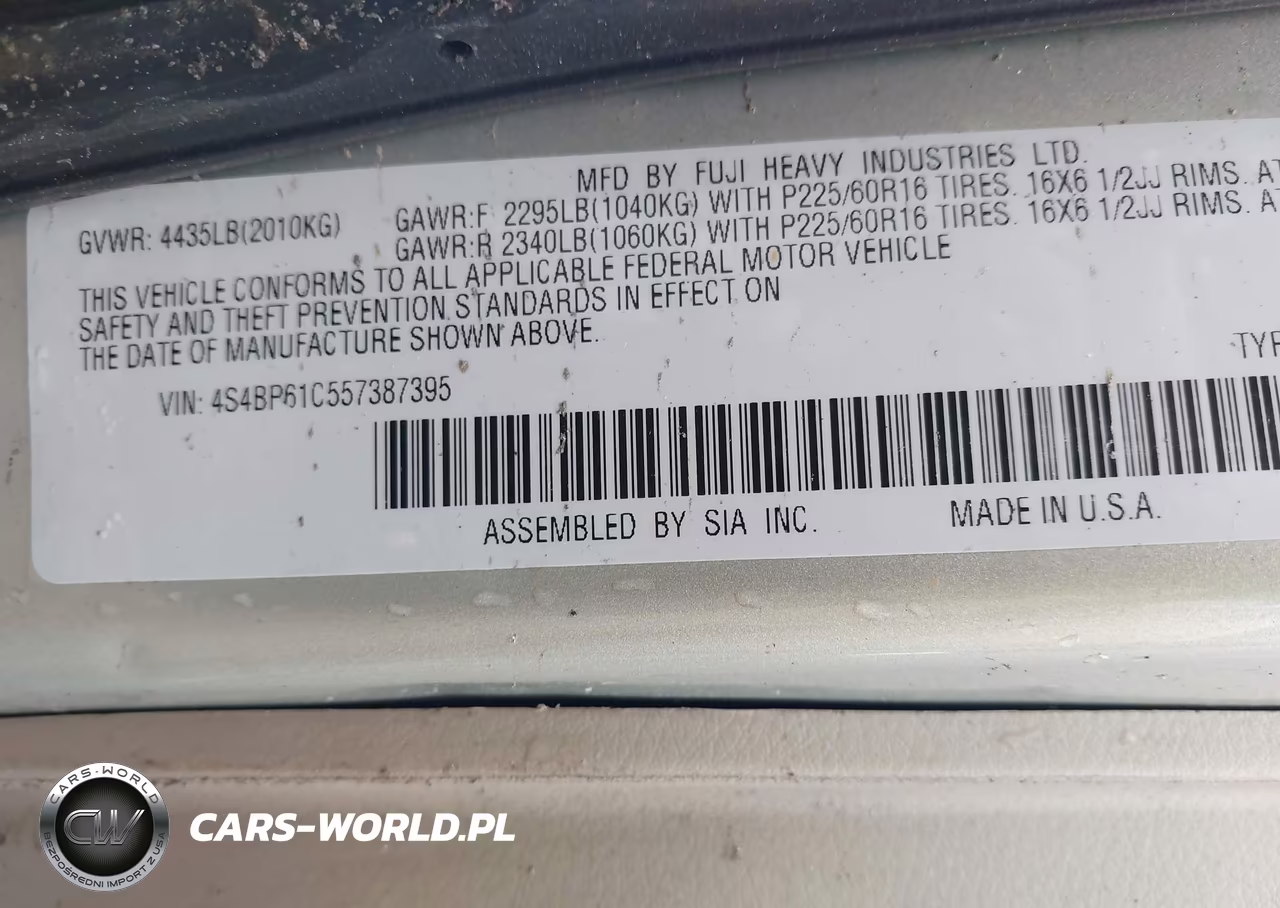 2005 Subaru Outback 2.5I VIN:4S4BP61C557387395 - 9