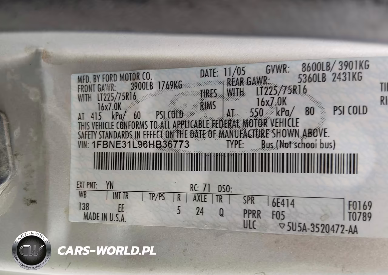 2006 Ford E-350 Super Duty VIN:1FBNE31L96HB36773 - 9