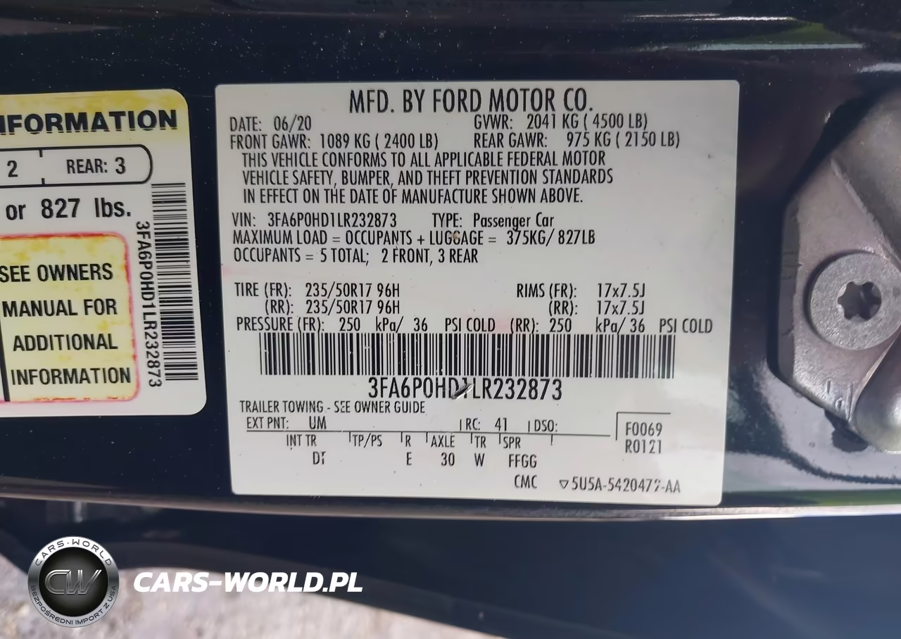 2020 Ford Fusion Se VIN:3FA6P0HD1LR232873 - 9
