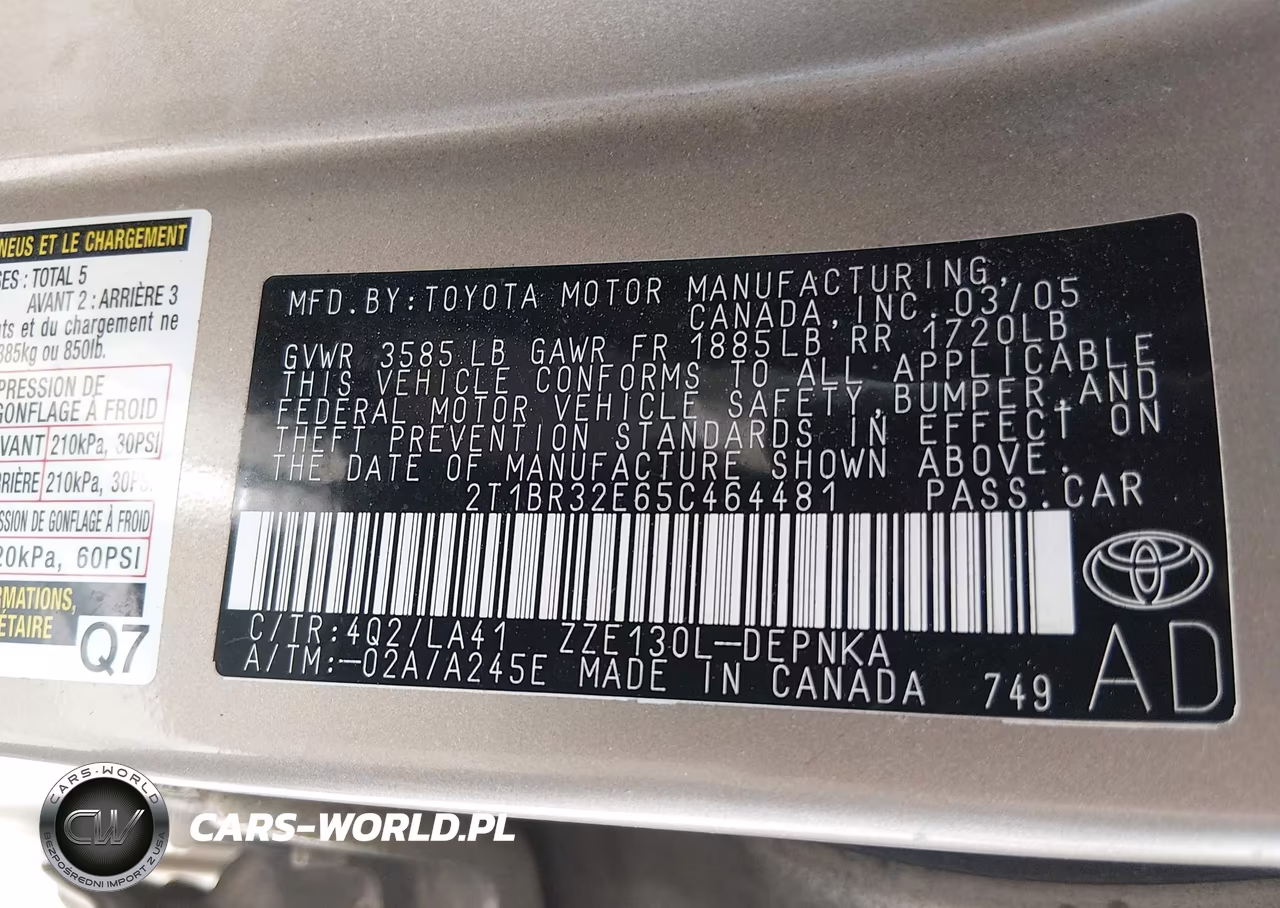 2005 Toyota Corolla Le VIN:2T1BR32E65C464481 - 9