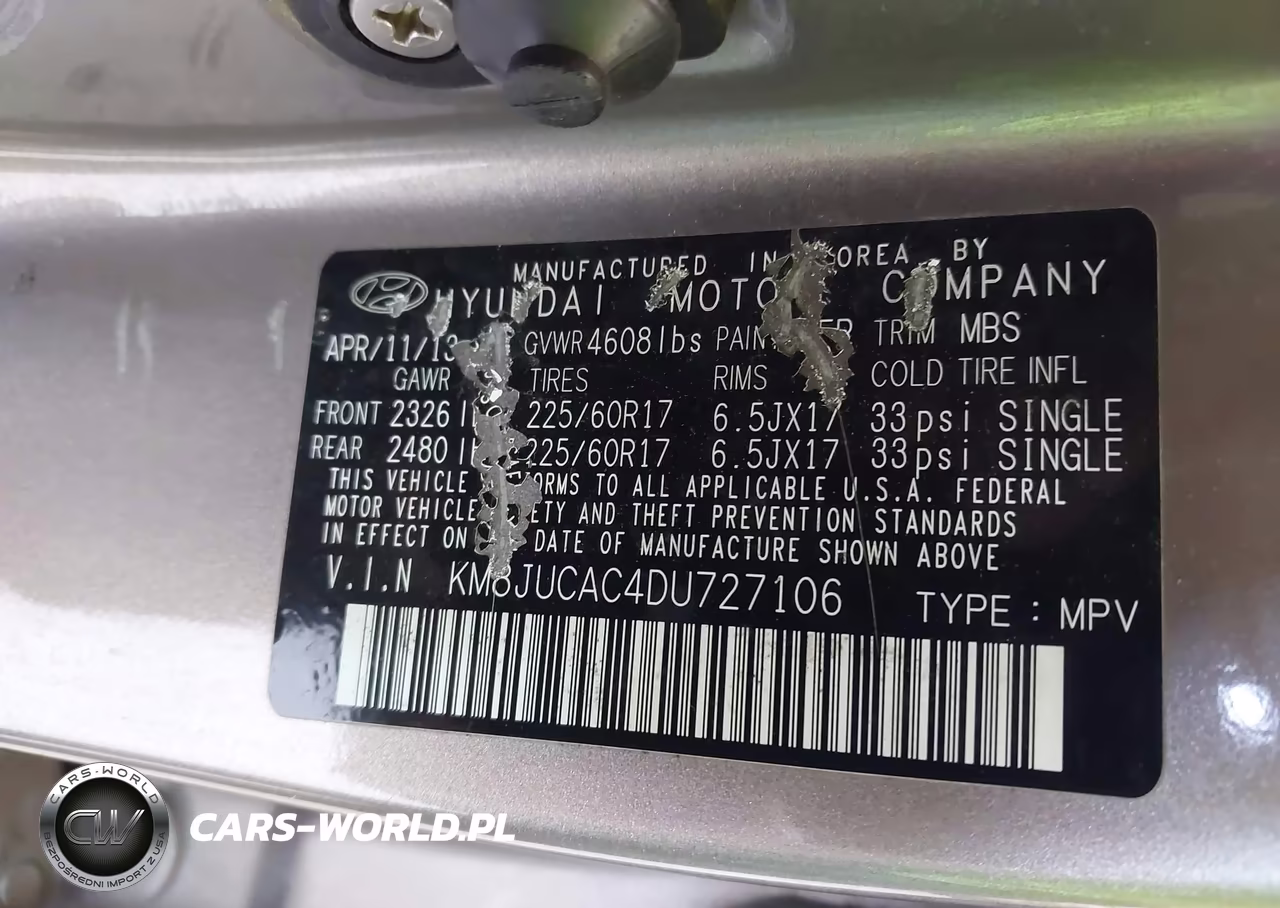 2013 Hyundai Tucson Gls VIN:KM8JUCAC4DU727106 - 9